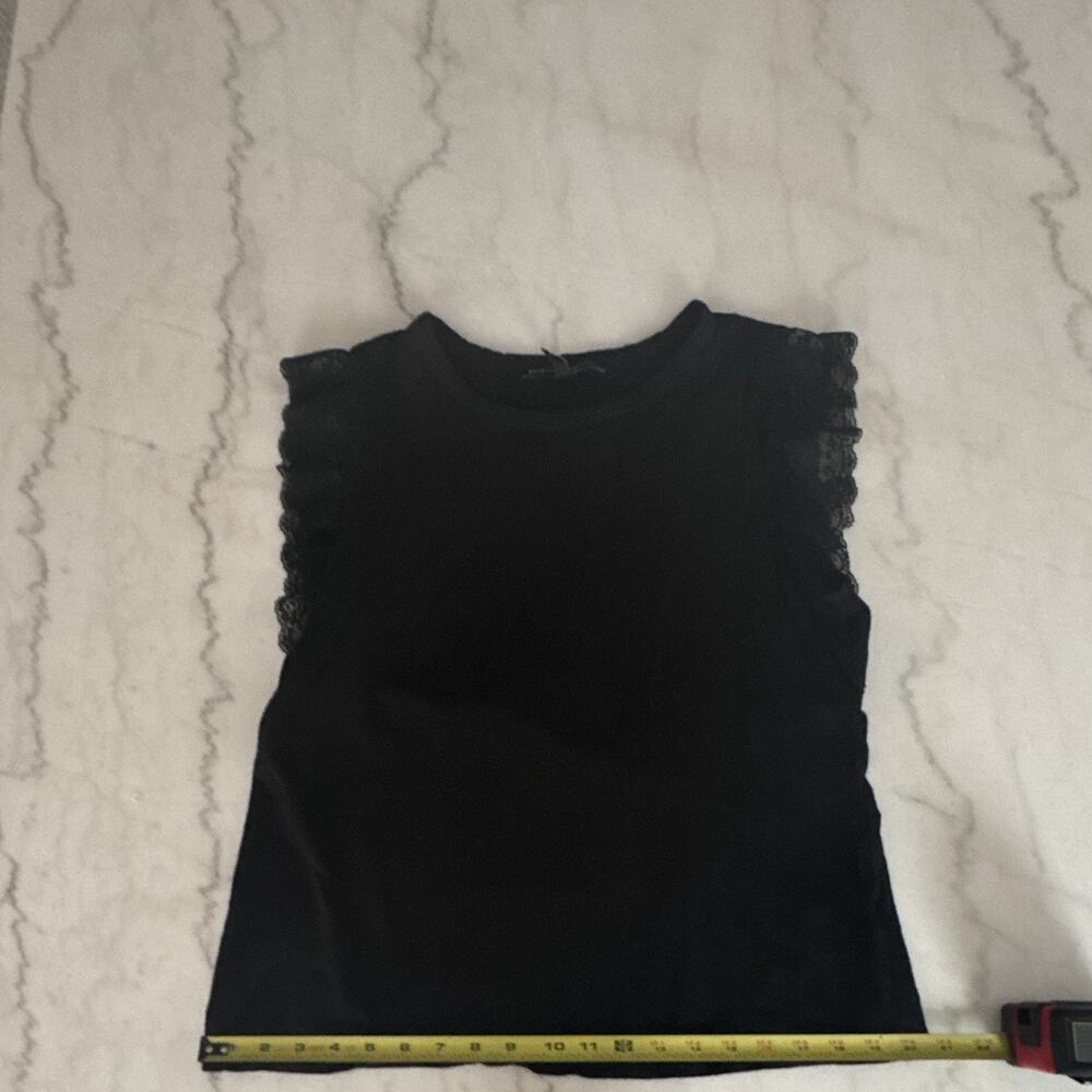 White House Black Market Womens Black Solid Crew Neck Lace Tank Top L 0132